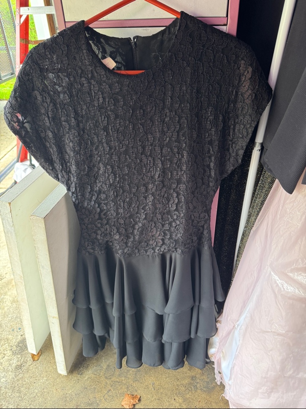 Black Lace Tiered Midi Dress - Women